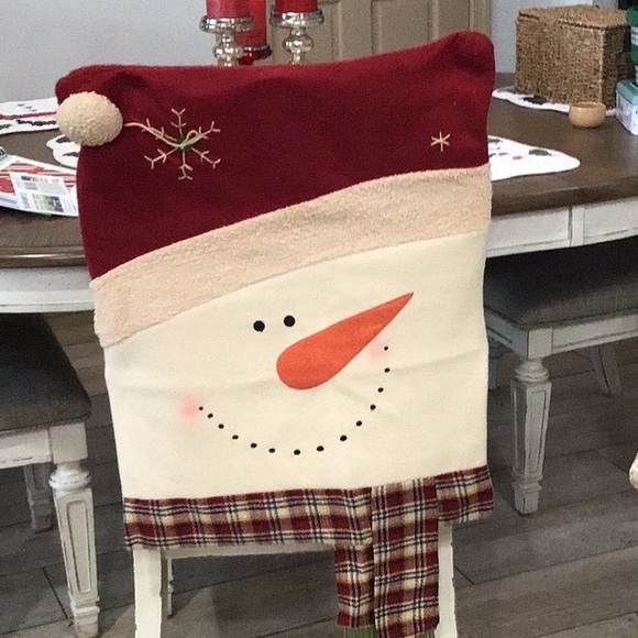 Chair back covers. SNOWMAN SET OF 4 - Picture 1 of 5